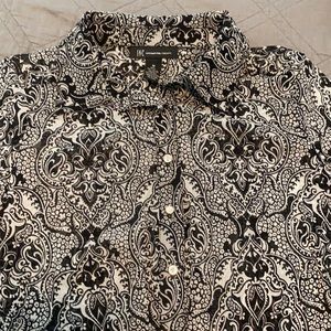 NWT INC sheer button up shirt sz medium black white